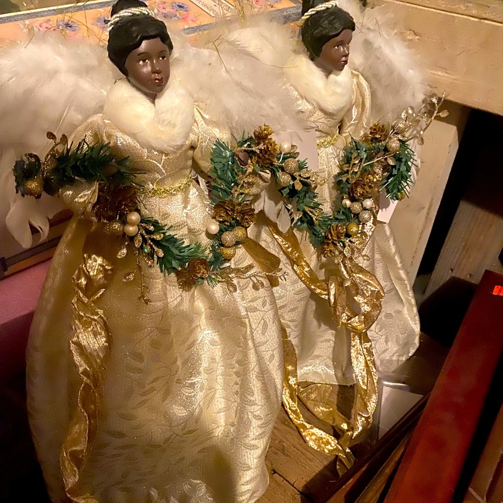 Hobby lobby, African-American, black angel tree topper, 2 as set lovely,new♥️